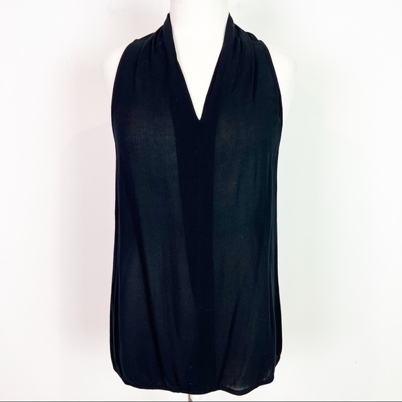 ELLA MOSS BLACK RACER BACK SLEEVELESS V-NECK TANK BLOUSE WOMENS SZ SMALL - Picture 1 of 7